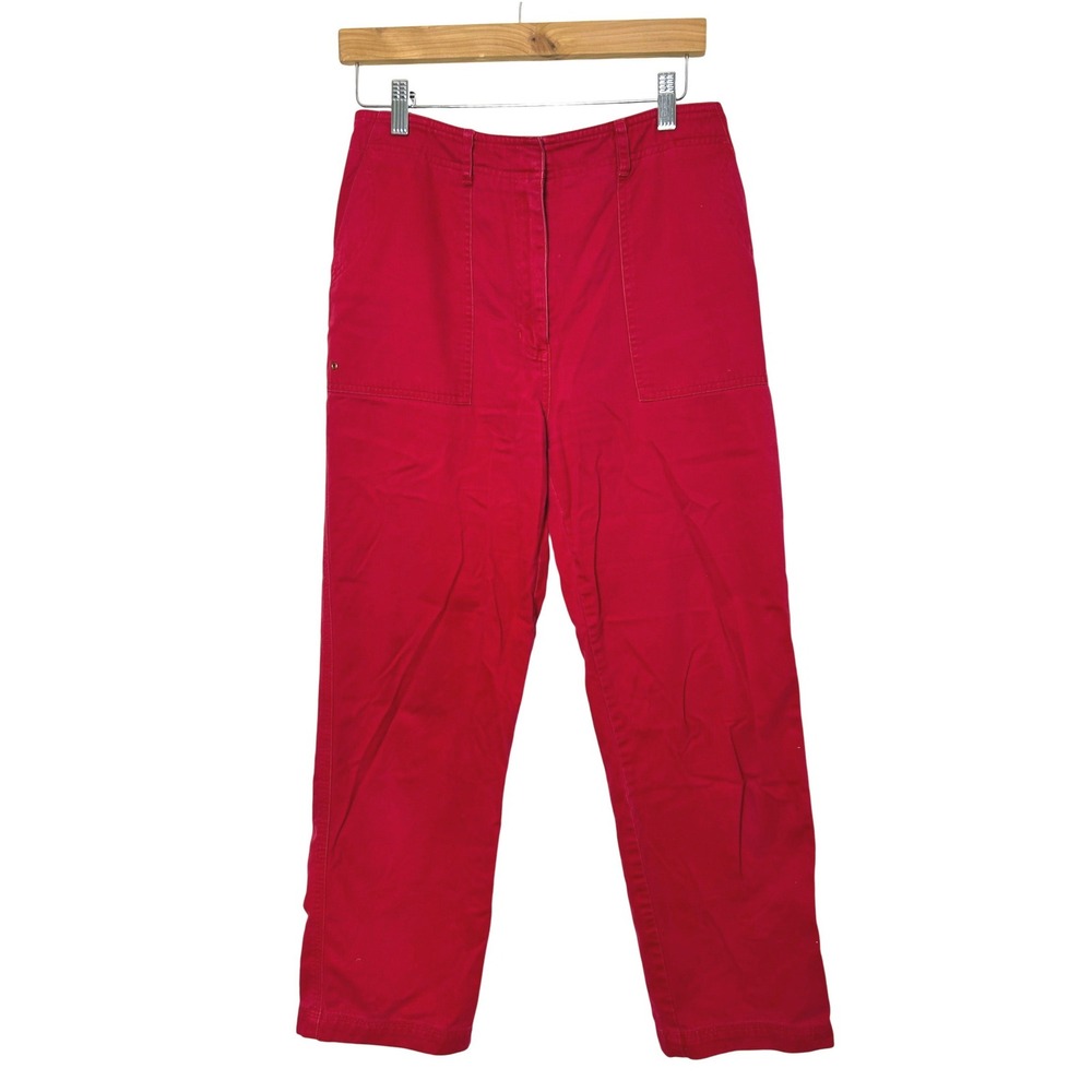 Lauren Ralph Lauren Pants Women 12P Red Wide Leg Nautical Preppy‎ Classic Bold